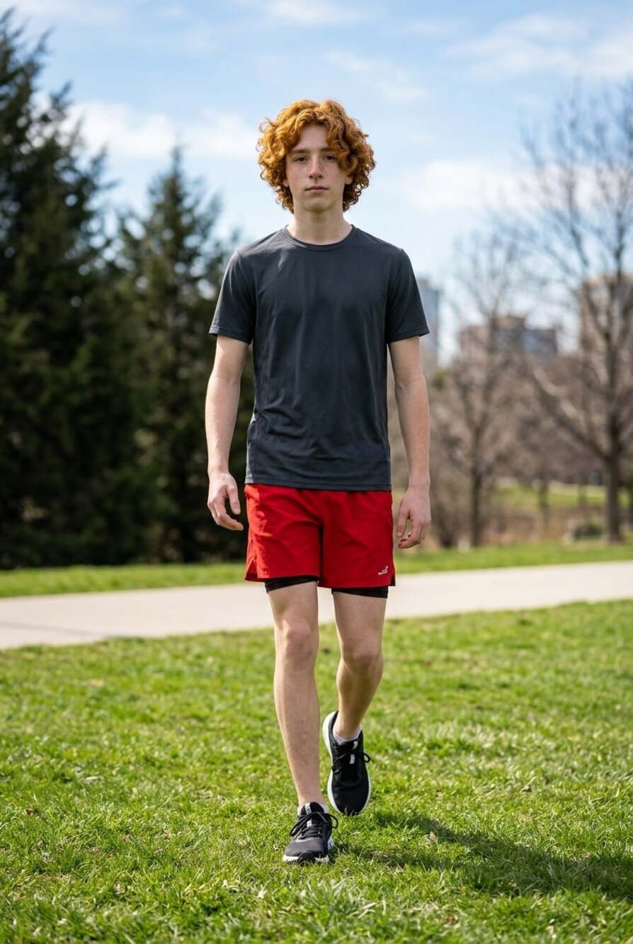 Set Of 2 Red BCG Youths Training Shorts Elastic Waist Drawstring Built-in Liner